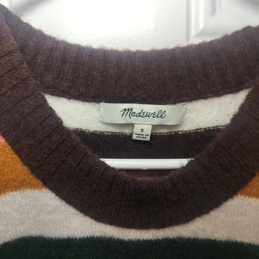 Madewell Striped Sweater in Pink, Green, and Brown - Picture 4 of 10